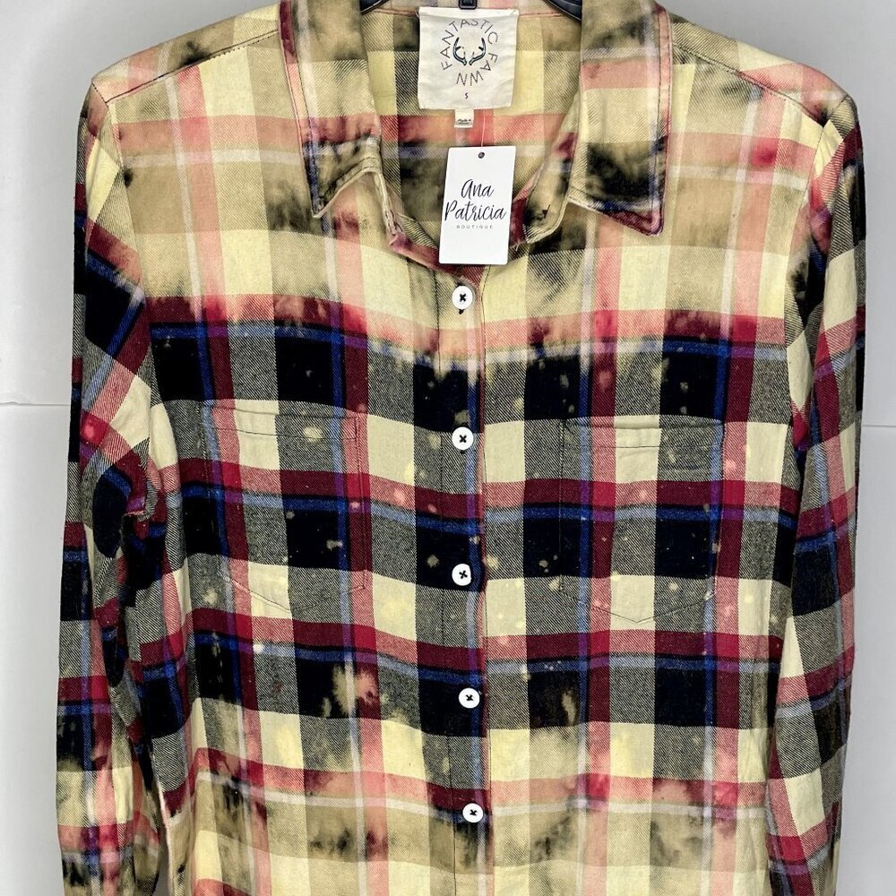 Fantastic Fawn Plaid Cotton Shacket Size Small